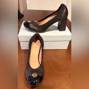 Tory Burch Black Patent Leather Block Heels